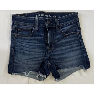American Eagle Dark Wash Hi-Rise Shortie Women's Jean Shorts Size 4